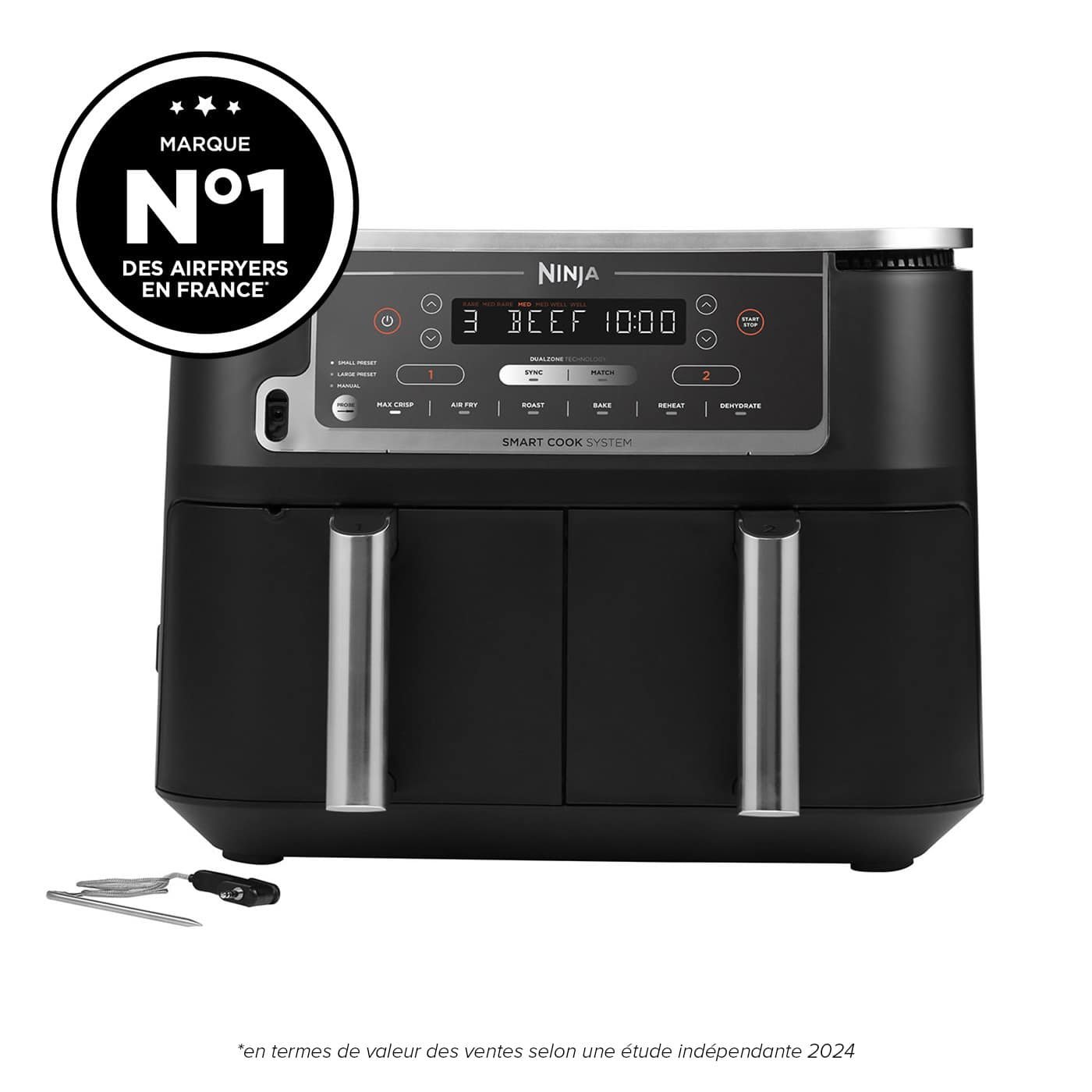 Airfryer Ninja Foodi MAX double compartiment avec Thermosonde Smart Cook 9,5L AF451EU